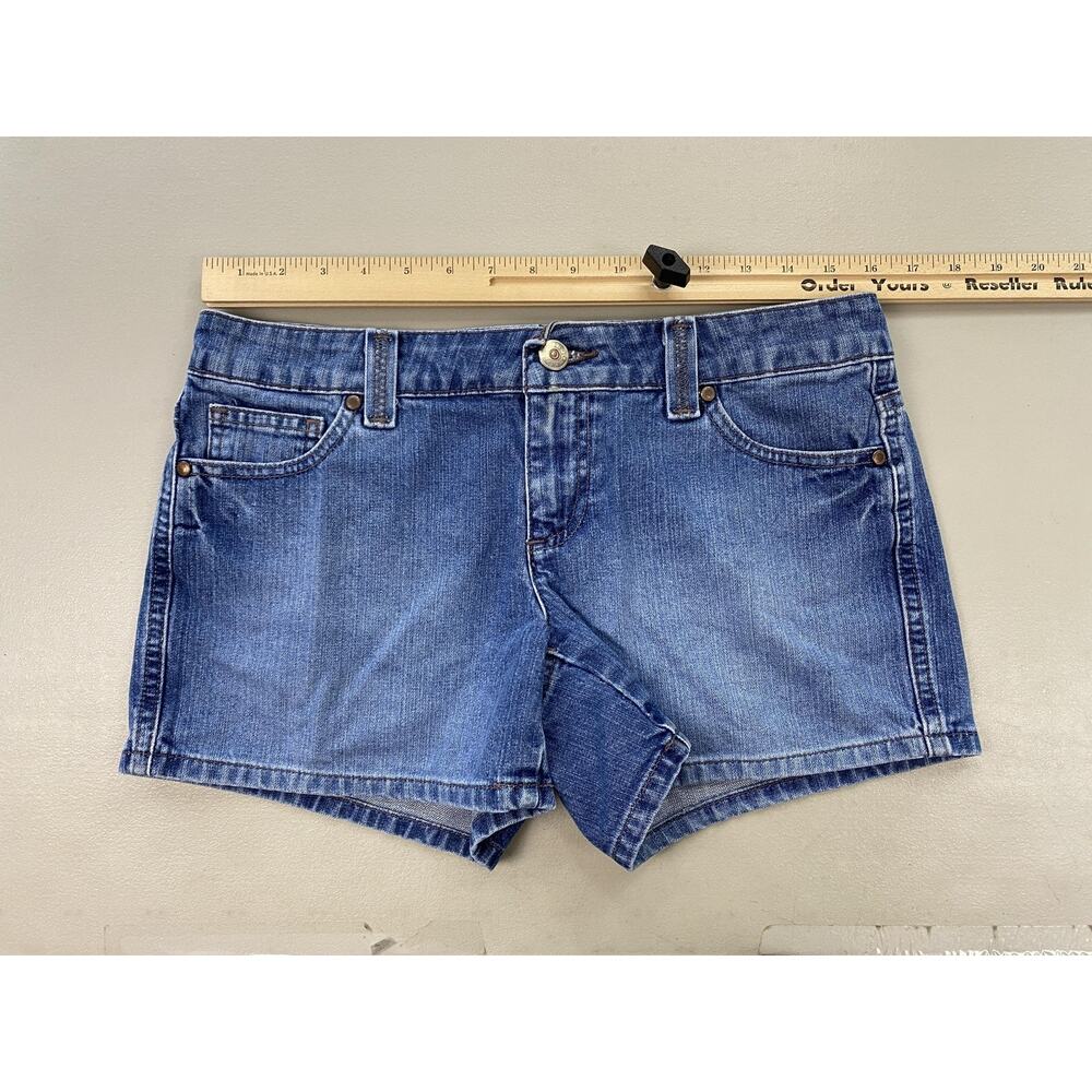 Vintage Y2K Tommy Hilfiger Low Rise Jean Shorts Women 6 Blue Flap Pockets 32x3.5 - Picture 3 of 13